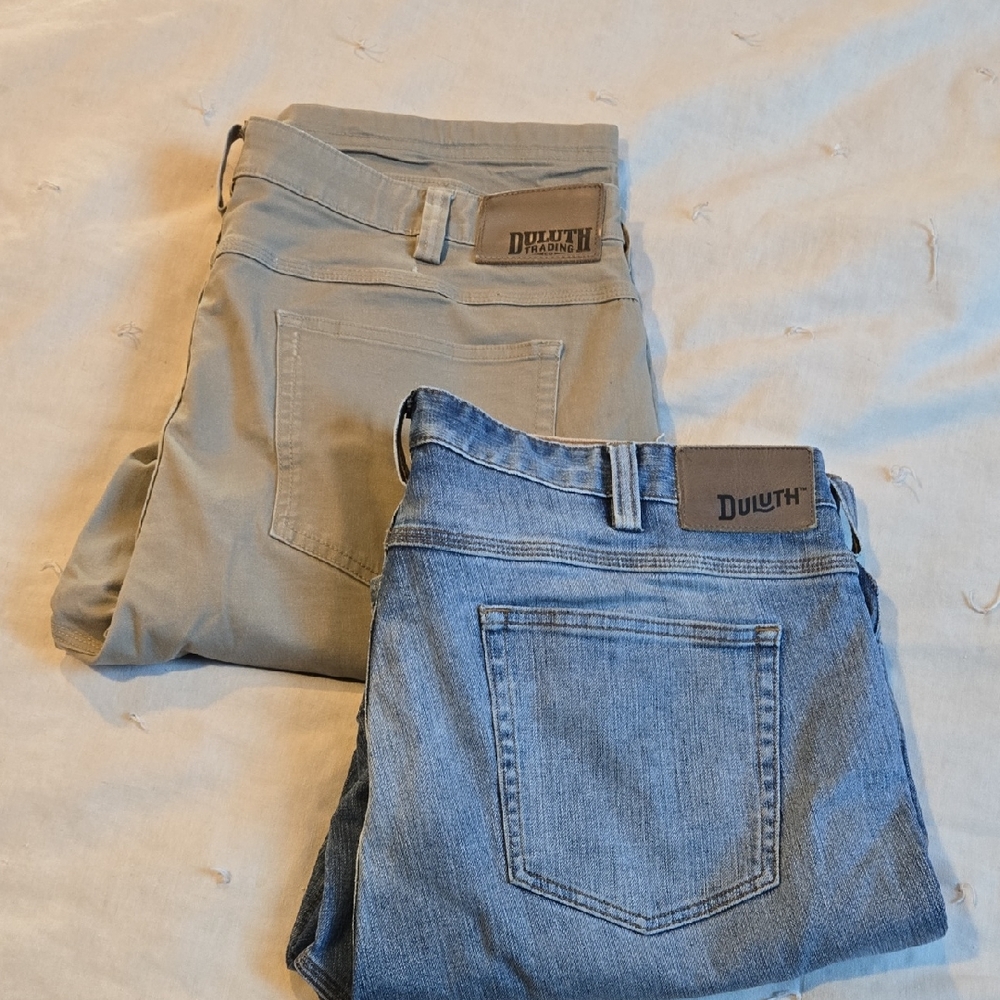 Duluth Trading Company. Bundle of Flex Ballroom Jeans and Flex Fire Hose Khakis